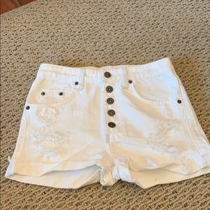 carmar white high rise distressed jean shorts